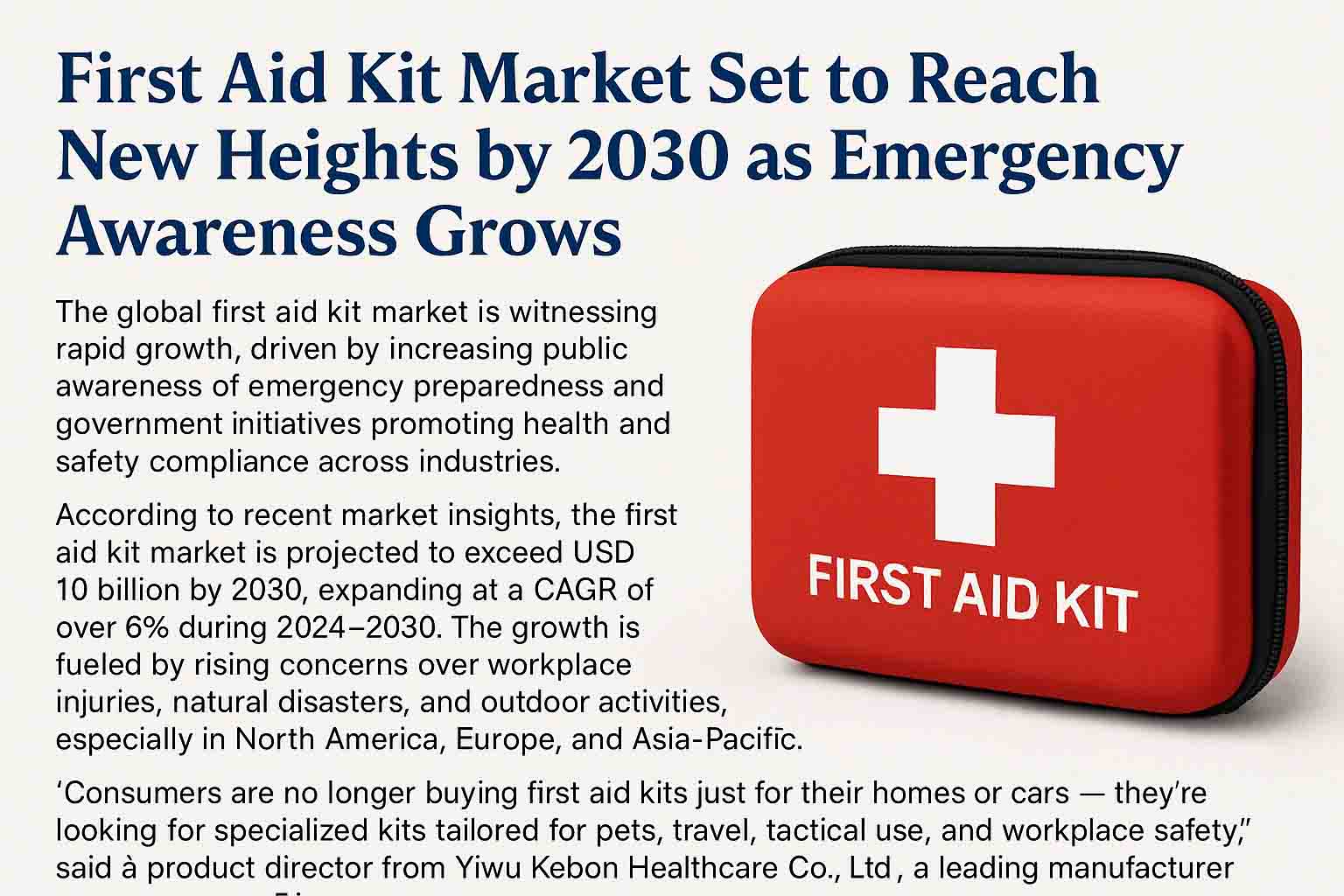 First Aid Kit Market Set för att nå nya höjder fram till 2030 när akutmedvetenheten växer