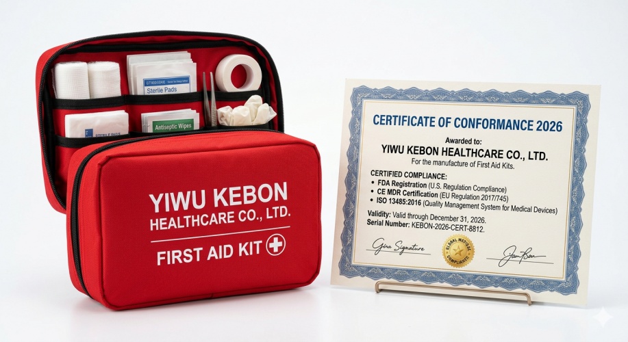 Yiwu Kebon Healthcare: 2026 FDA-, CE- och ISO 13485-certifieringar förnyade för första hjälpen-kit